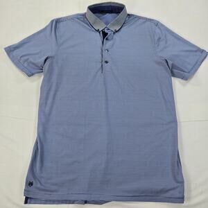 Greyson Golf‎ Performance Blue Striped Short Sleeve Polo Shirt Men's Size Large